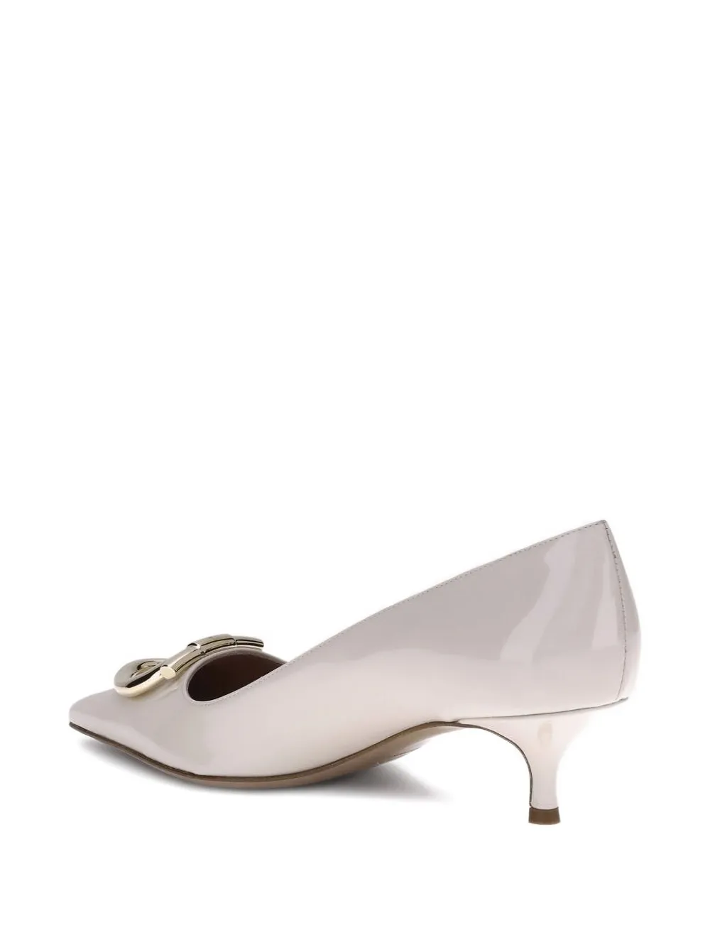 Ferragamo 50mm Gancini Patent-leather Pumps In Neutral