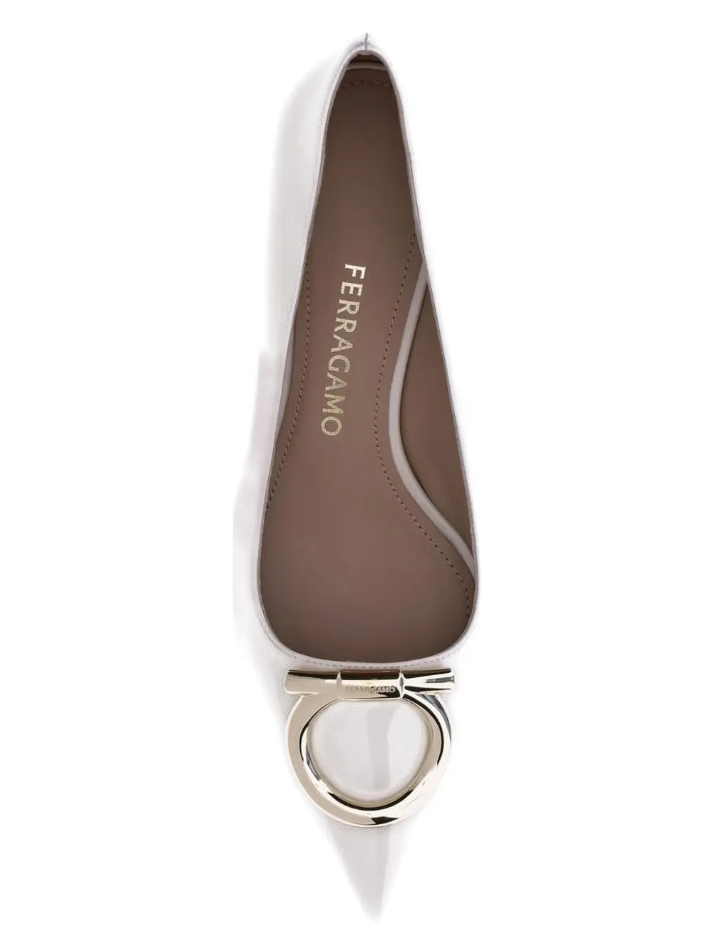 Ferragamo 50mm Gancini Patent-leather Pumps In Neutral
