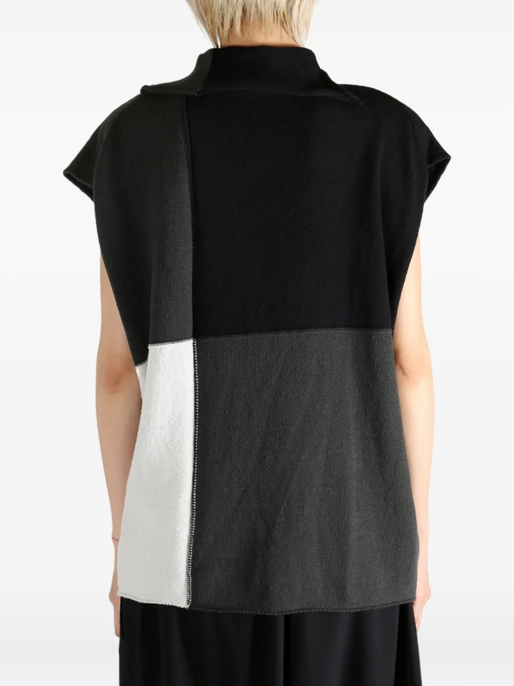 Y's patchwork top Zwart