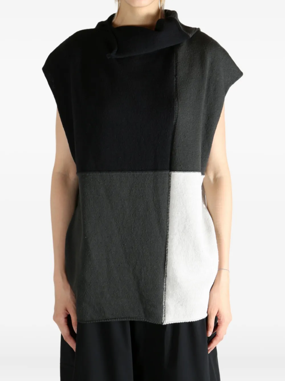 Y's patchwork top Zwart