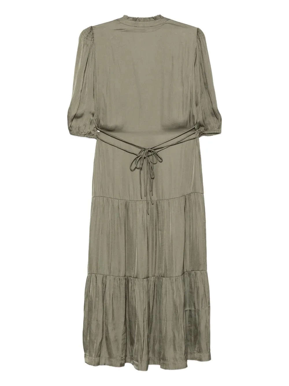 Ba&sh Cleli Puff-sleeve Tiered Dress In Green