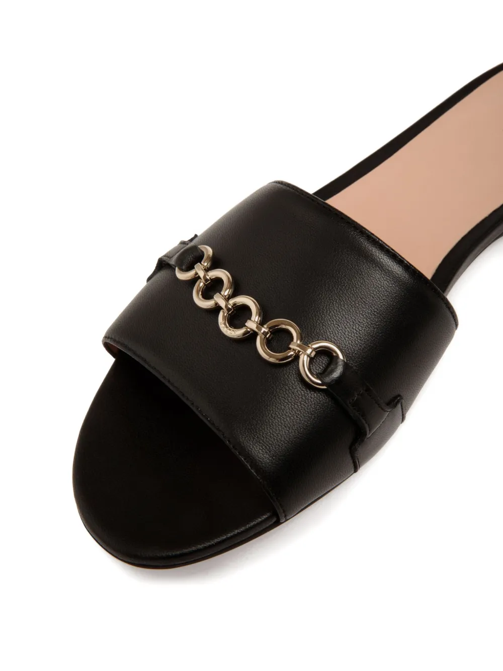 Bally Leren sandalen verfraaid met ketting Zwart