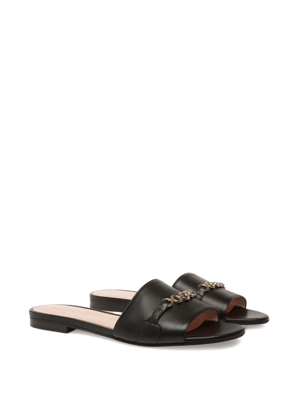 Bally Leren sandalen verfraaid met ketting Zwart