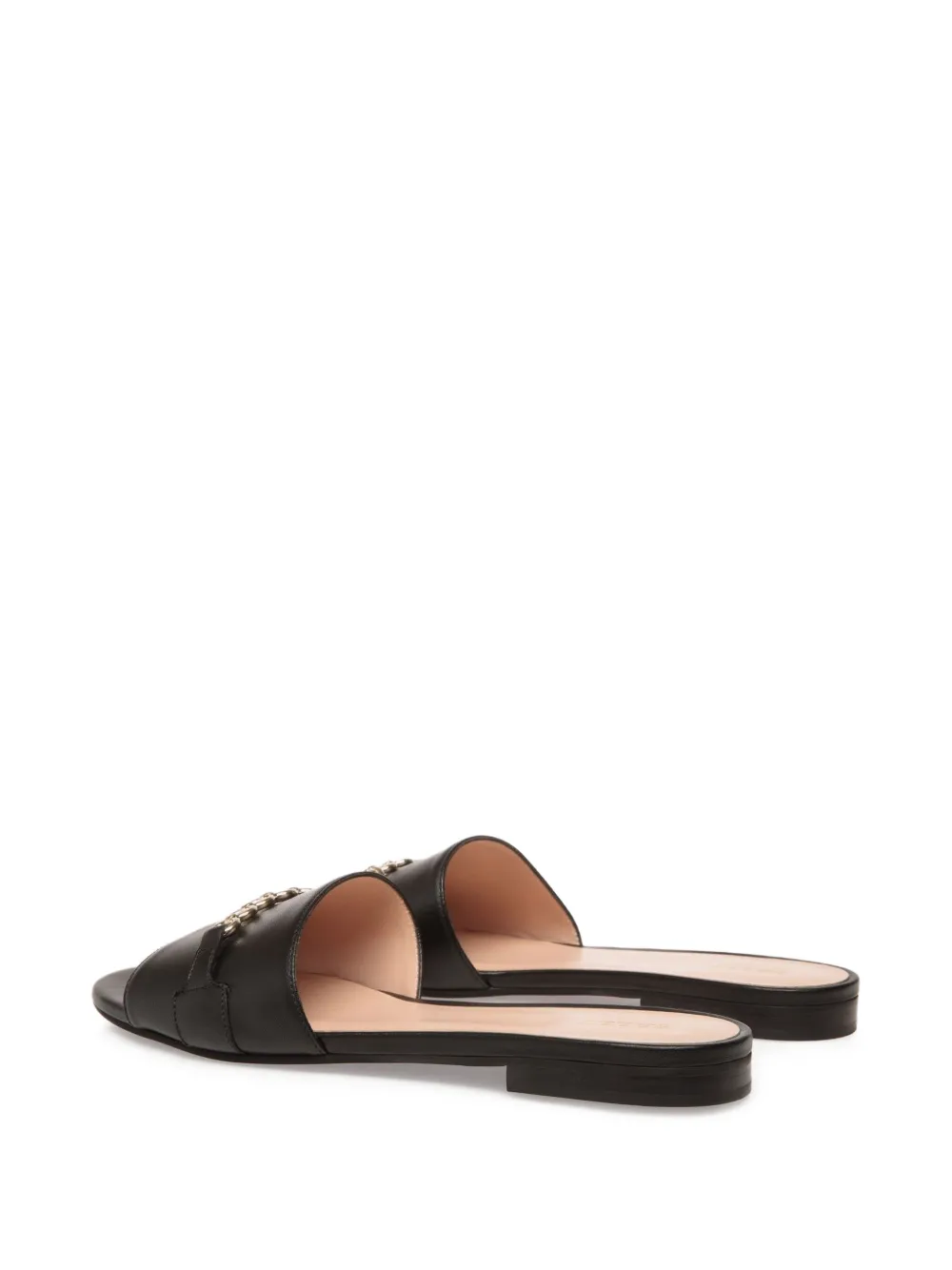 Bally Leren sandalen verfraaid met ketting Zwart