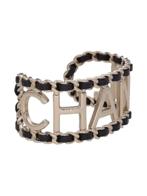 CHANEL Pre-Owned 2024 logo-lettering cuff bracelet