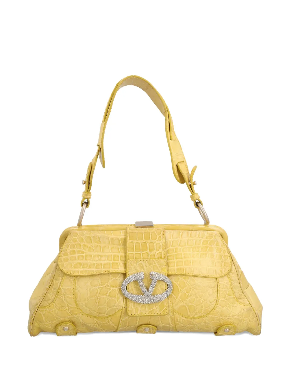 Valentino Garavani Pre-Owned 2000 crocodile-embossed shoulder bag | Yellow | Image 1
