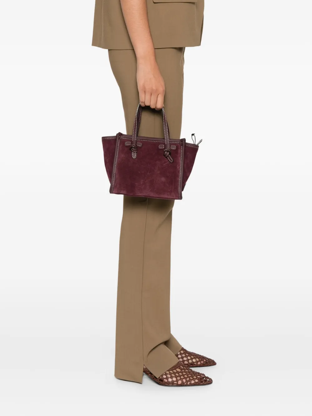 GIANNI CHIARINI Miss Marcella suède shopper met geknoopt detail Rood