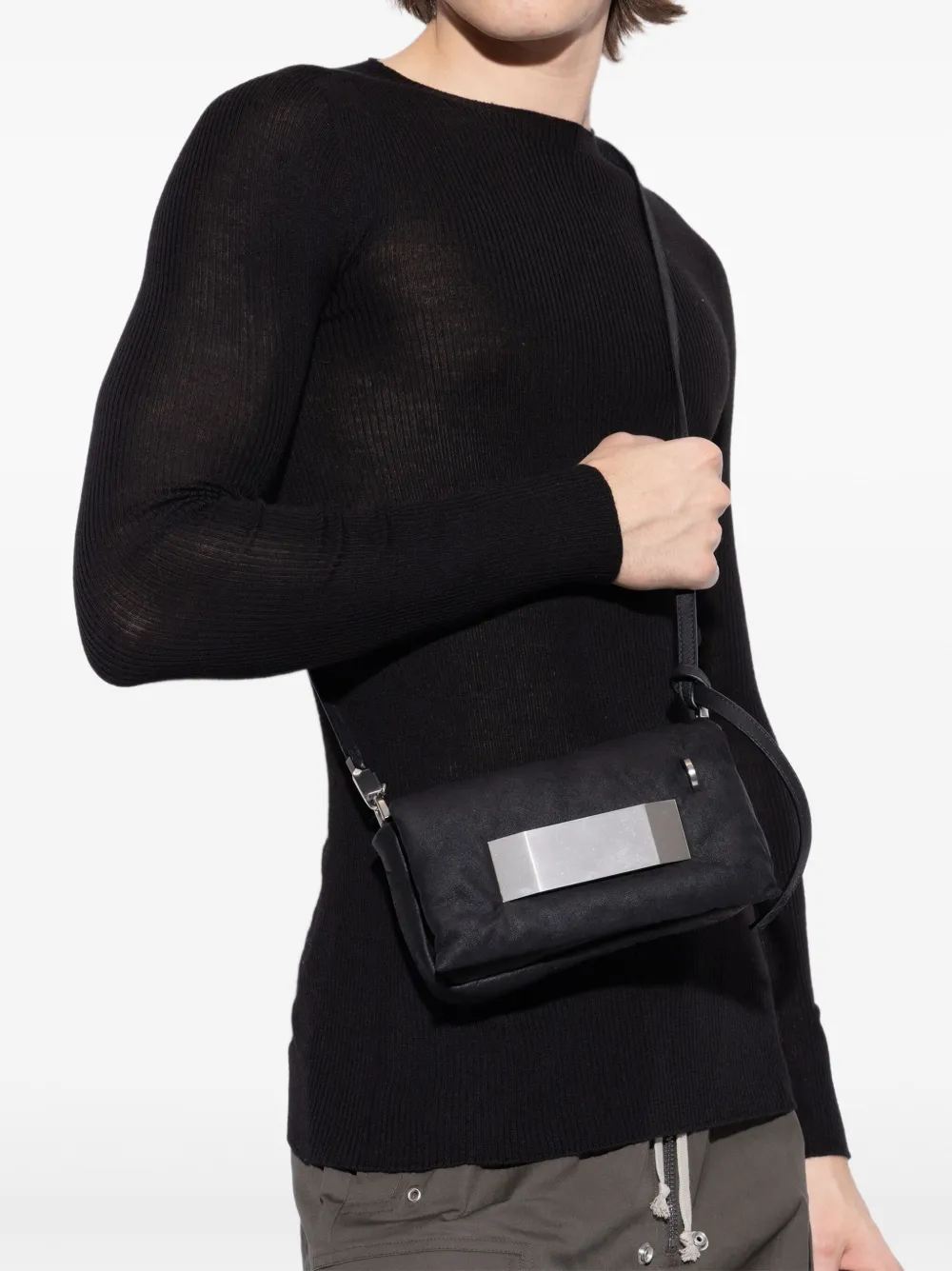 Rick Owens Griffin leren schoudertas met vlakken Zwart