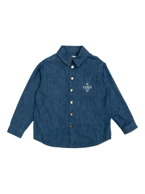 Fendi Kids embroidered-logo denim shirt