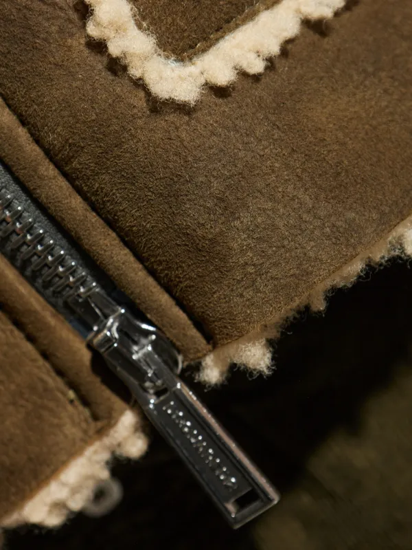 DSQUARED2 Hooded Shearling Jacket | Brown | FARFETCH GE