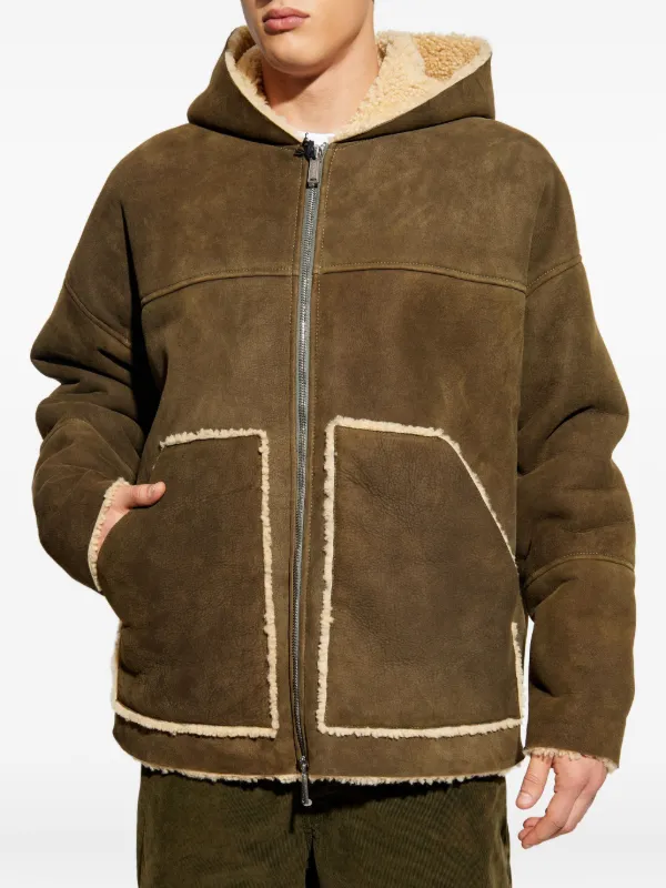 DSQUARED2 Hooded Shearling Jacket | Brown | FARFETCH UK