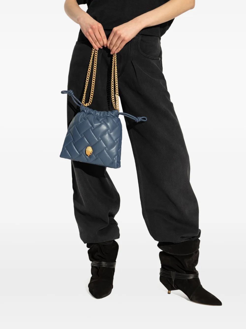 Kurt Geiger London small Kensington quilted bucket bag Blauw