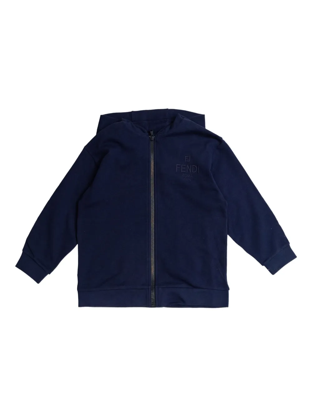 Fendi Kids logo-embroidered zip-up hoodie | Blue | Image 1