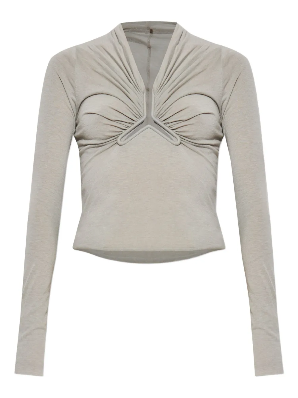 Rick Owens draped-neck long-sleeve T-shirt | Grey | Image 1