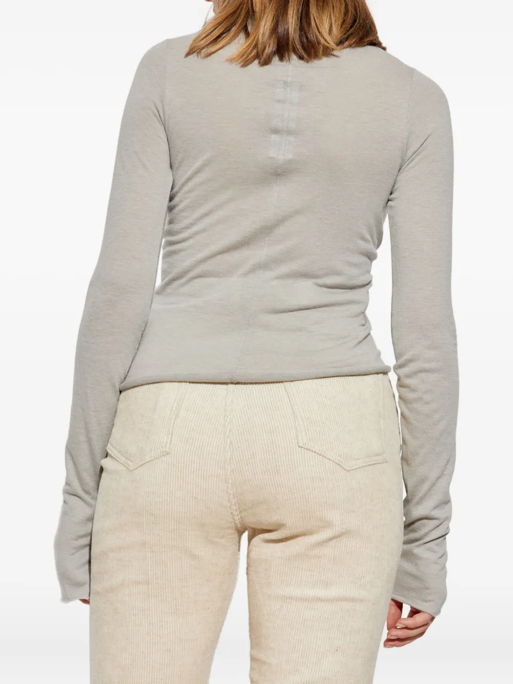 Rick Owens draped-neck long-sleeve T-shirt Grijs