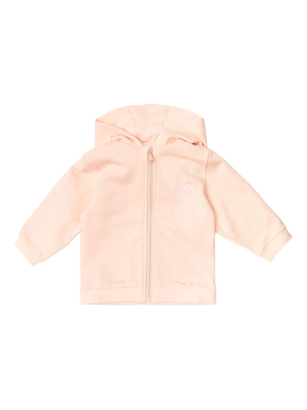 Fendi Kids Hoodie met geborduurd logo en rits Roze