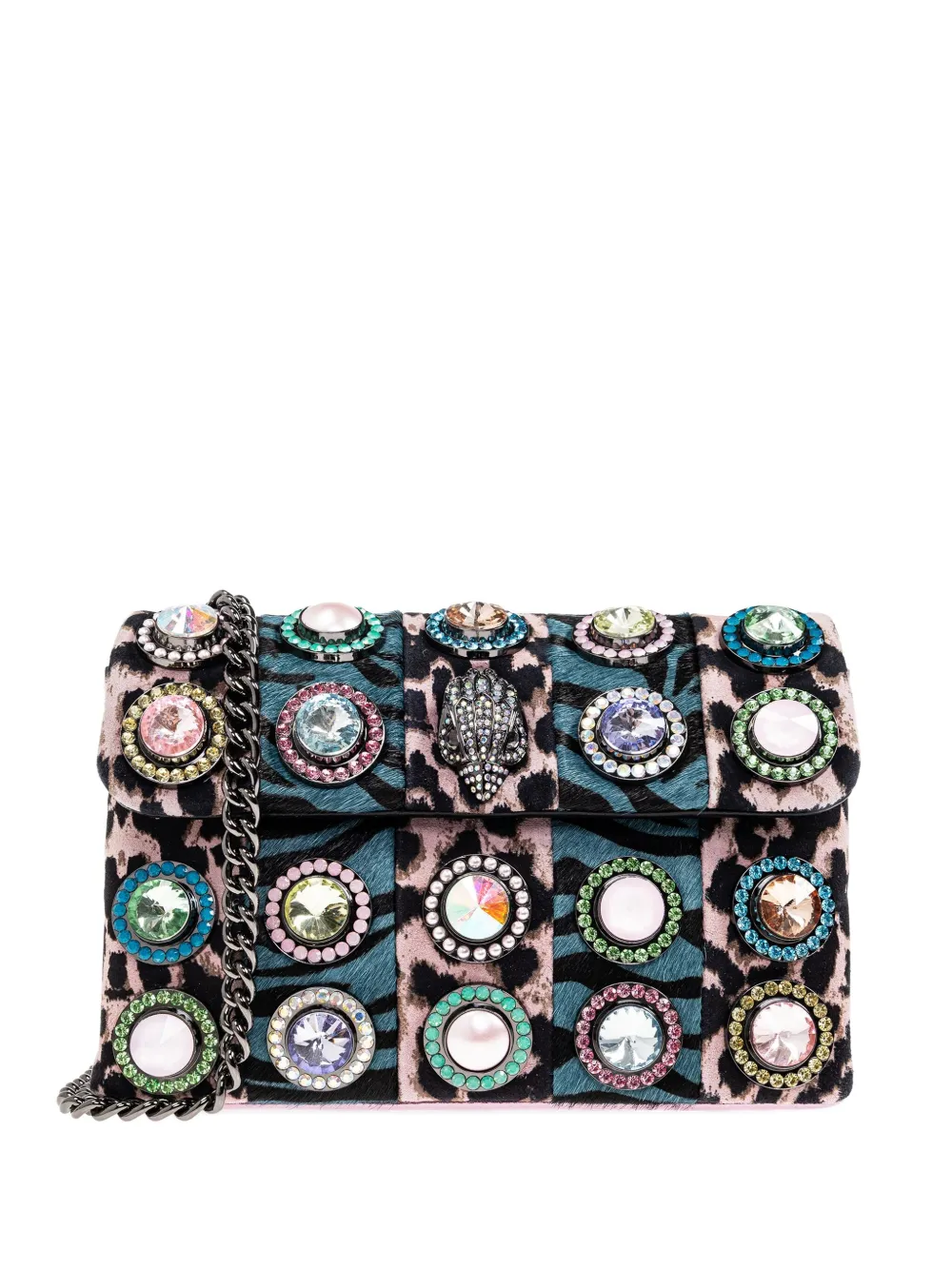 Kurt Geiger London Kensington medium schoudertas met luipaardprint Blauw