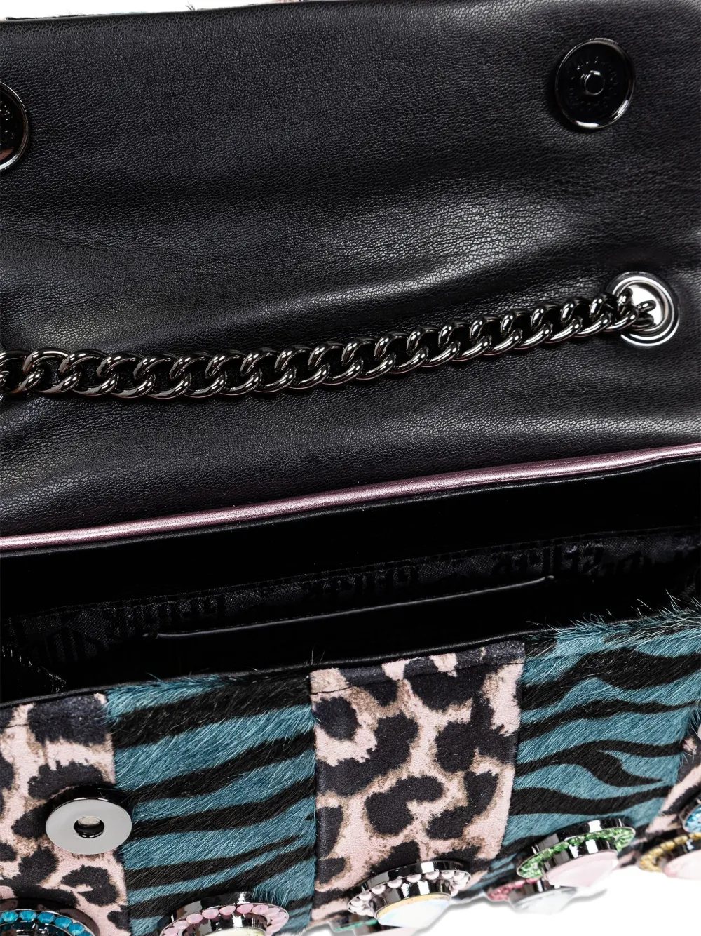 Kurt Geiger London Kensington medium schoudertas met luipaardprint Blauw