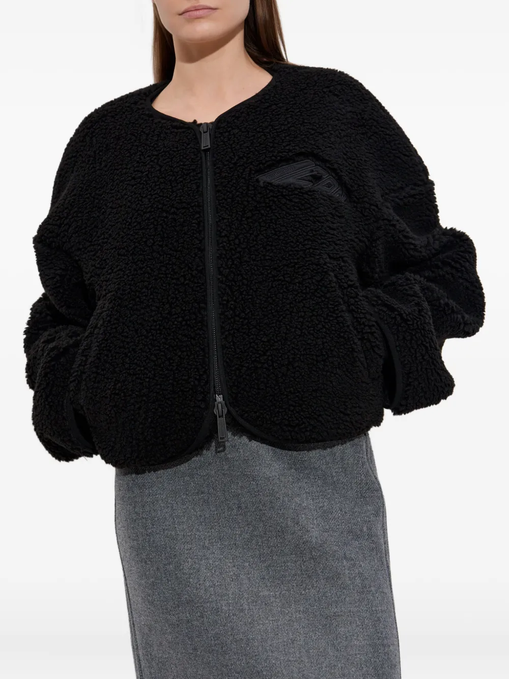 DSQUARED2 Fleece jack met borduurwerk Zwart