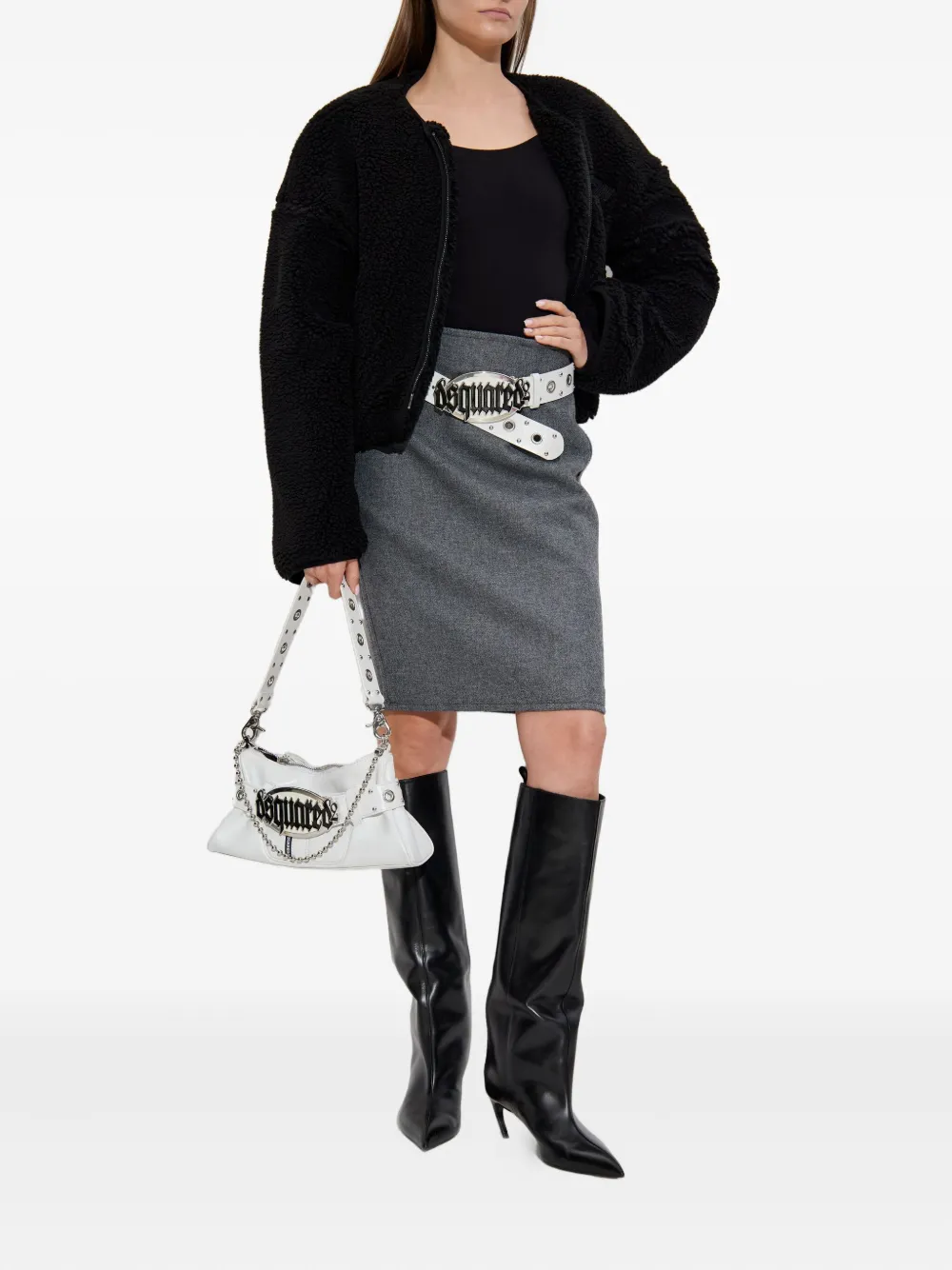 DSQUARED2 embroidered fleece jacket | Faux Fur & Shearling Jackets | Image 2