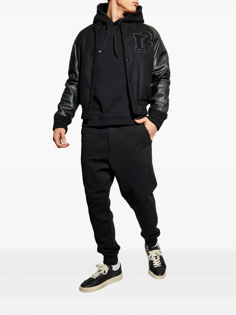 DSQUARED2 Hoodie met geborduurd logo Zwart