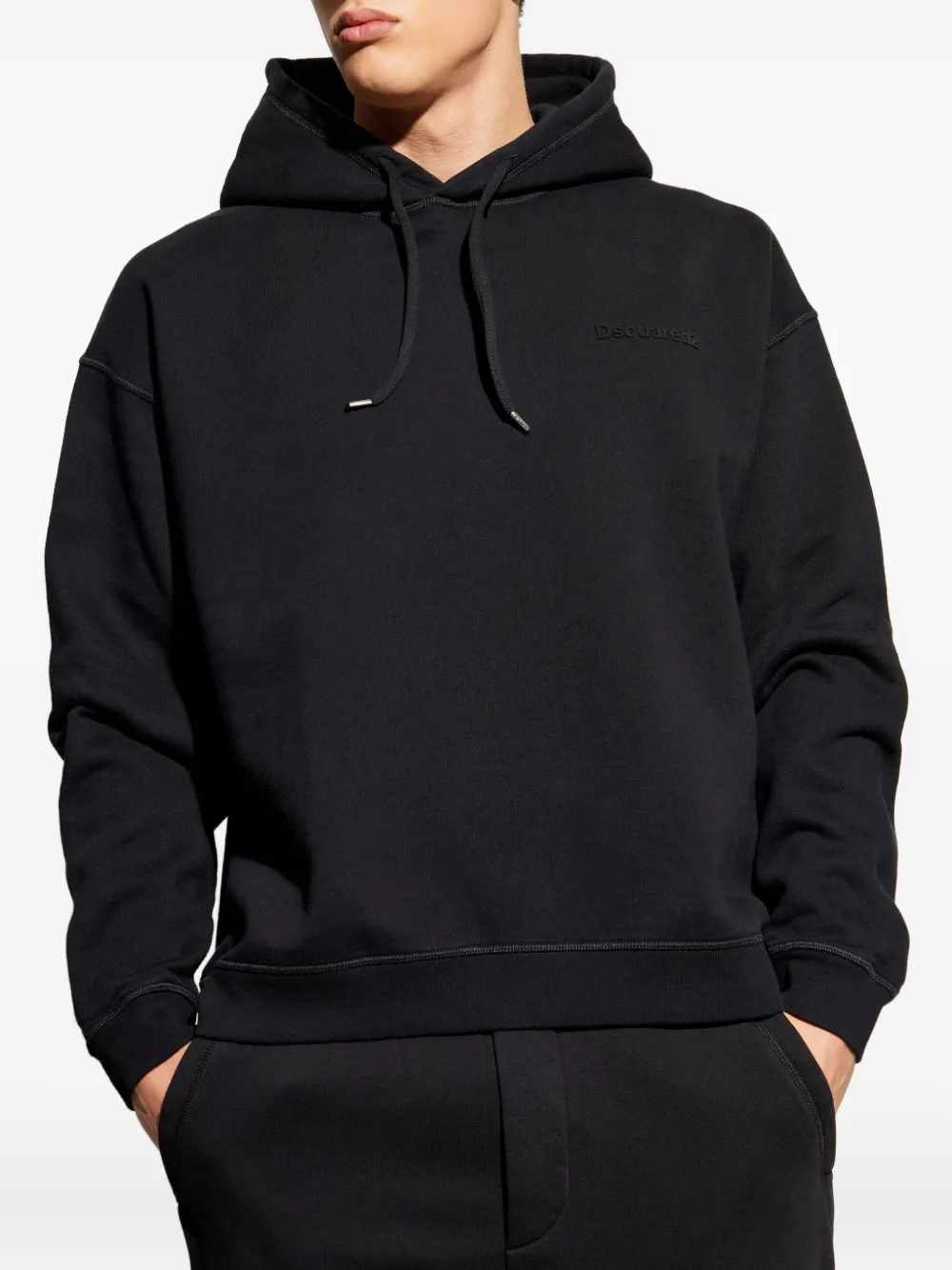 DSQUARED2 Hoodie met geborduurd logo Zwart