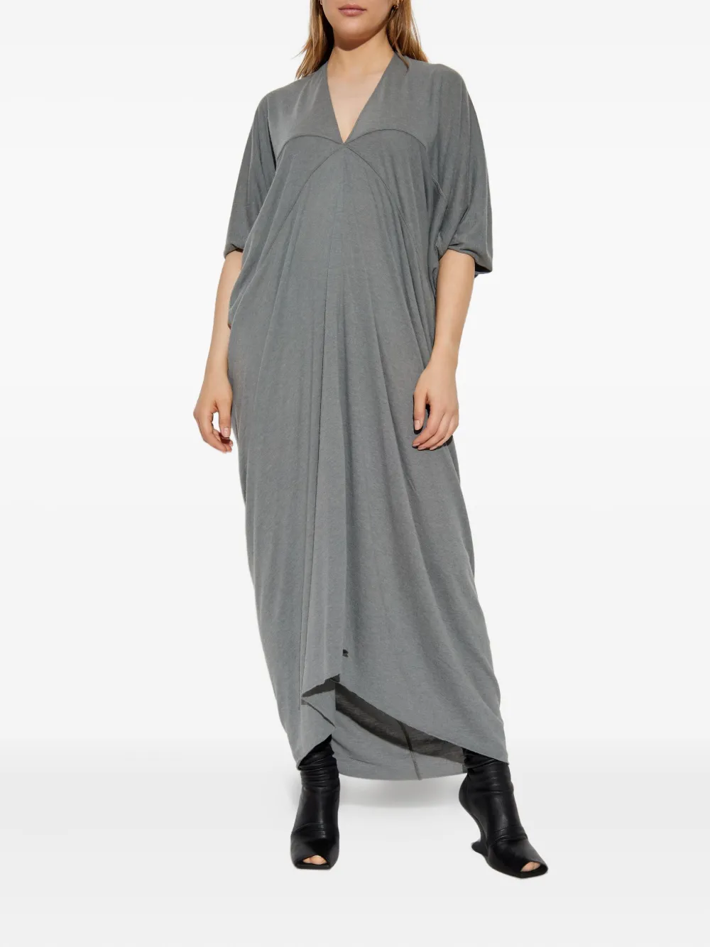 Rick Owens Gedrapeerde jurk met V-hals Grijs