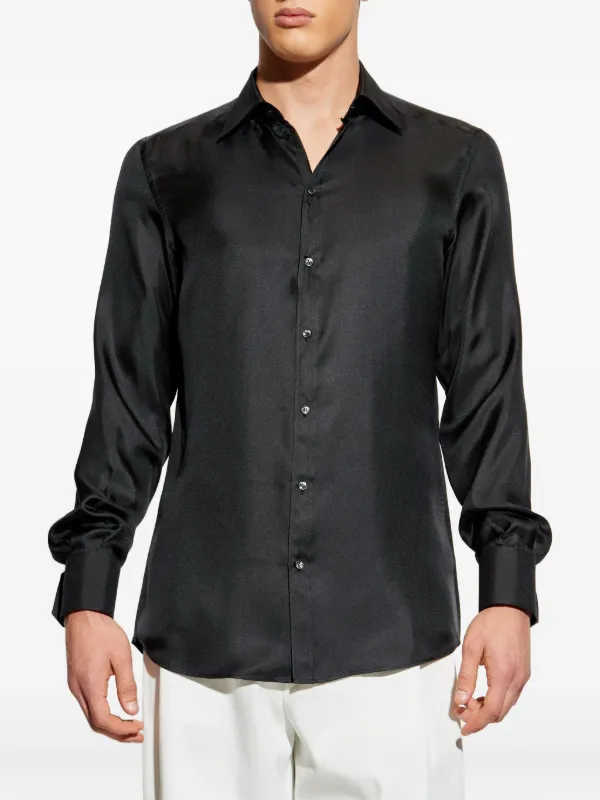 Dolce & Gabbana long-sleeve Silk Shirt | Black | FARFETCH AO