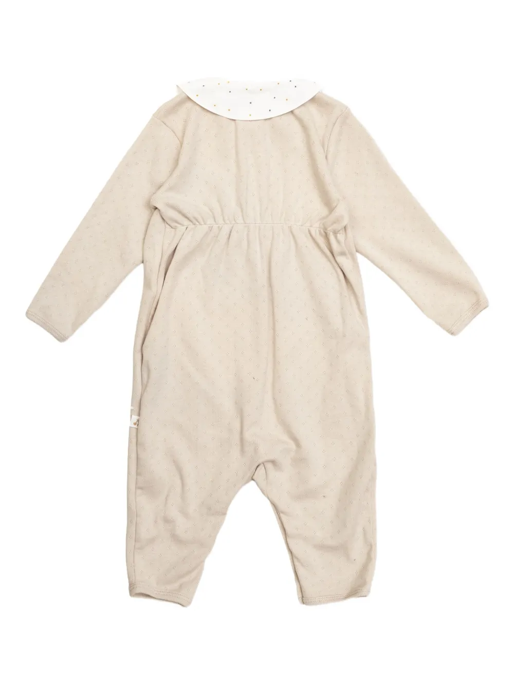Bonpoint Romper met geborduurde kraag Beige