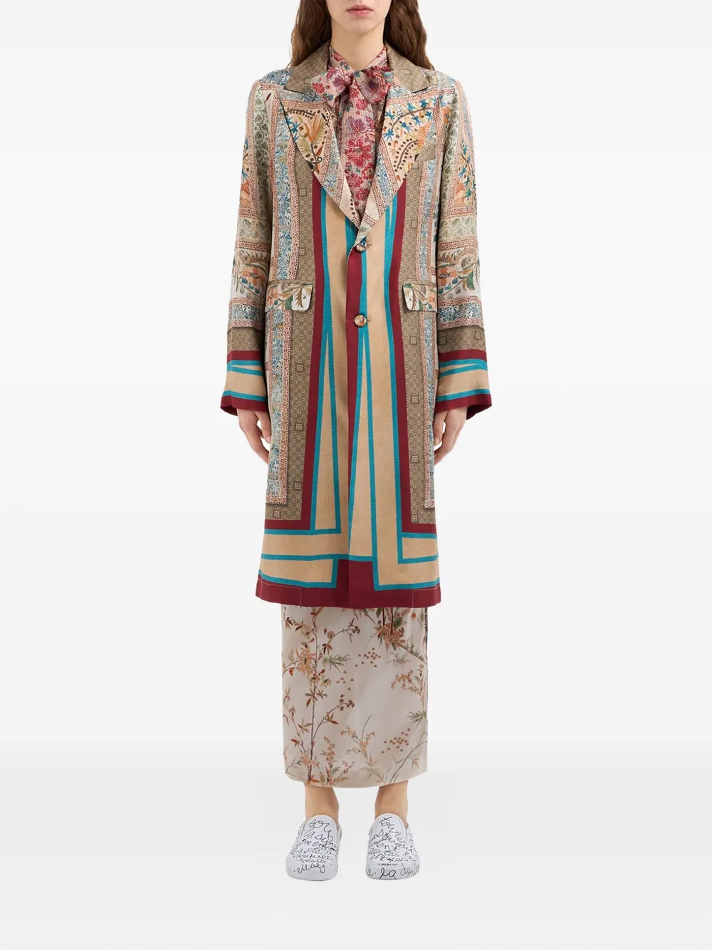 Pierre-Louis Mascia Aloe jas met enkele rij knopen en paisley-print Beige