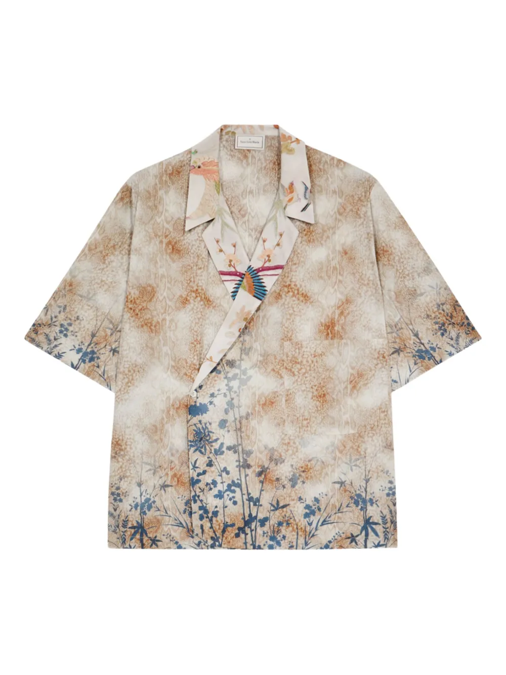 Pierre-Louis Mascia Wikkelshirt met bloe print Beige