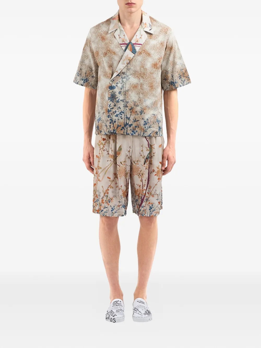 Pierre-Louis Mascia Wikkelshirt met bloemenprint Beige