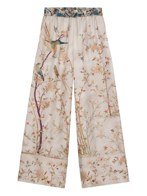 Pierre-Louis Mascia bird-print elastic-waist trousers