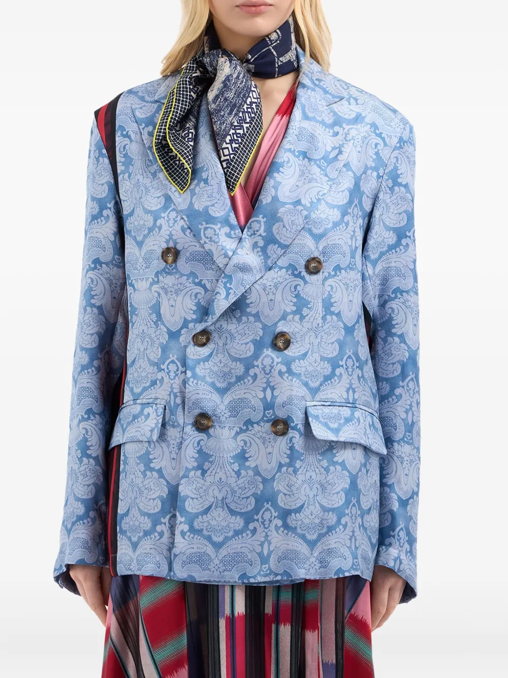 Pierre-Louis Mascia Aloeuw sjaal met geometrisch patroon Blauw