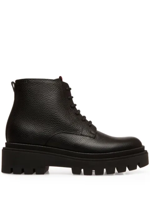Bally lace-up grained leather boots