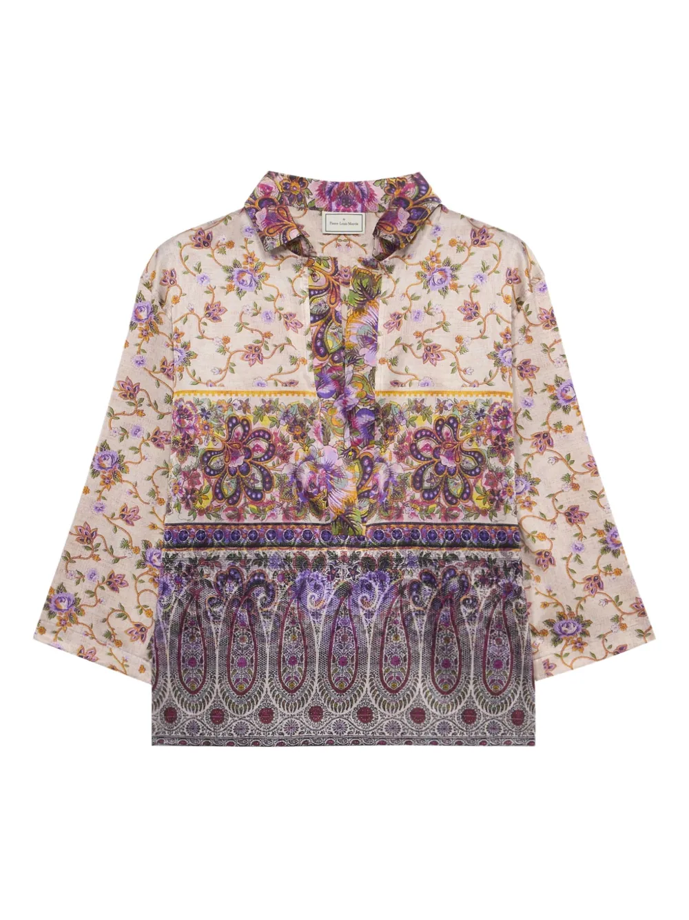 Pierre-Louis Mascia Shirt met bloe print Beige