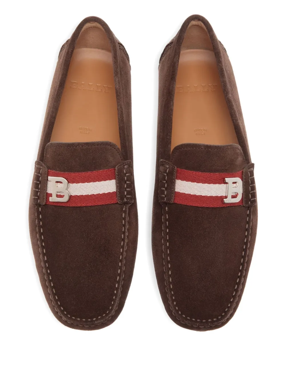 Bally Driver loafers met lintdetail Bruin