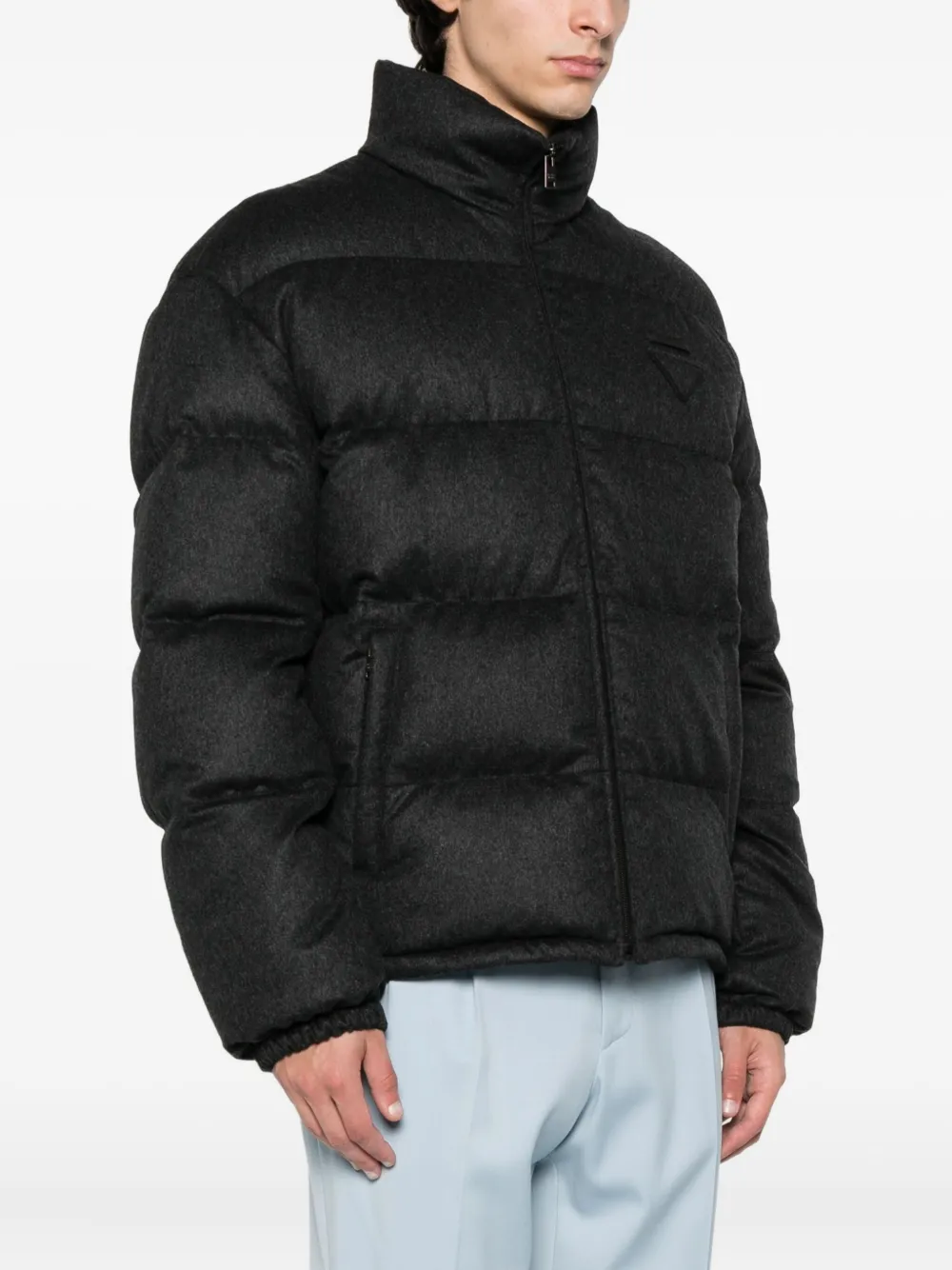 Prada quilted zip-up padded jacket Grijs