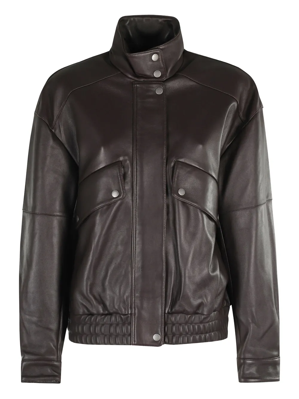 Rag & bone Aria high-neck leather jacket Bruin