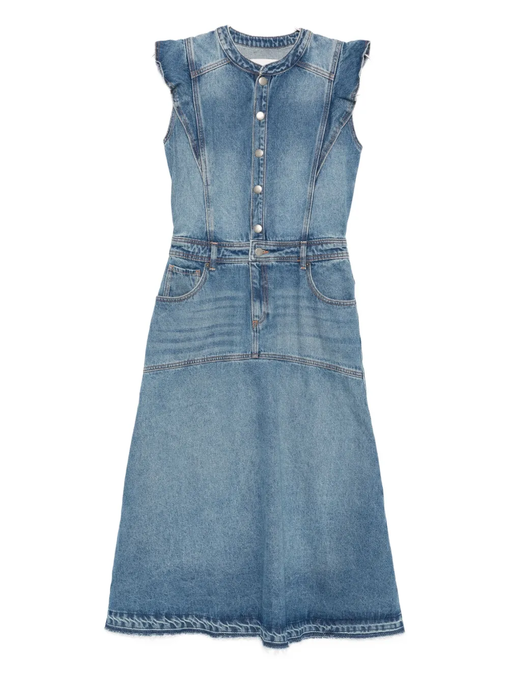 Ba&Sh Vayea ruffle-detail denim dress - Blu