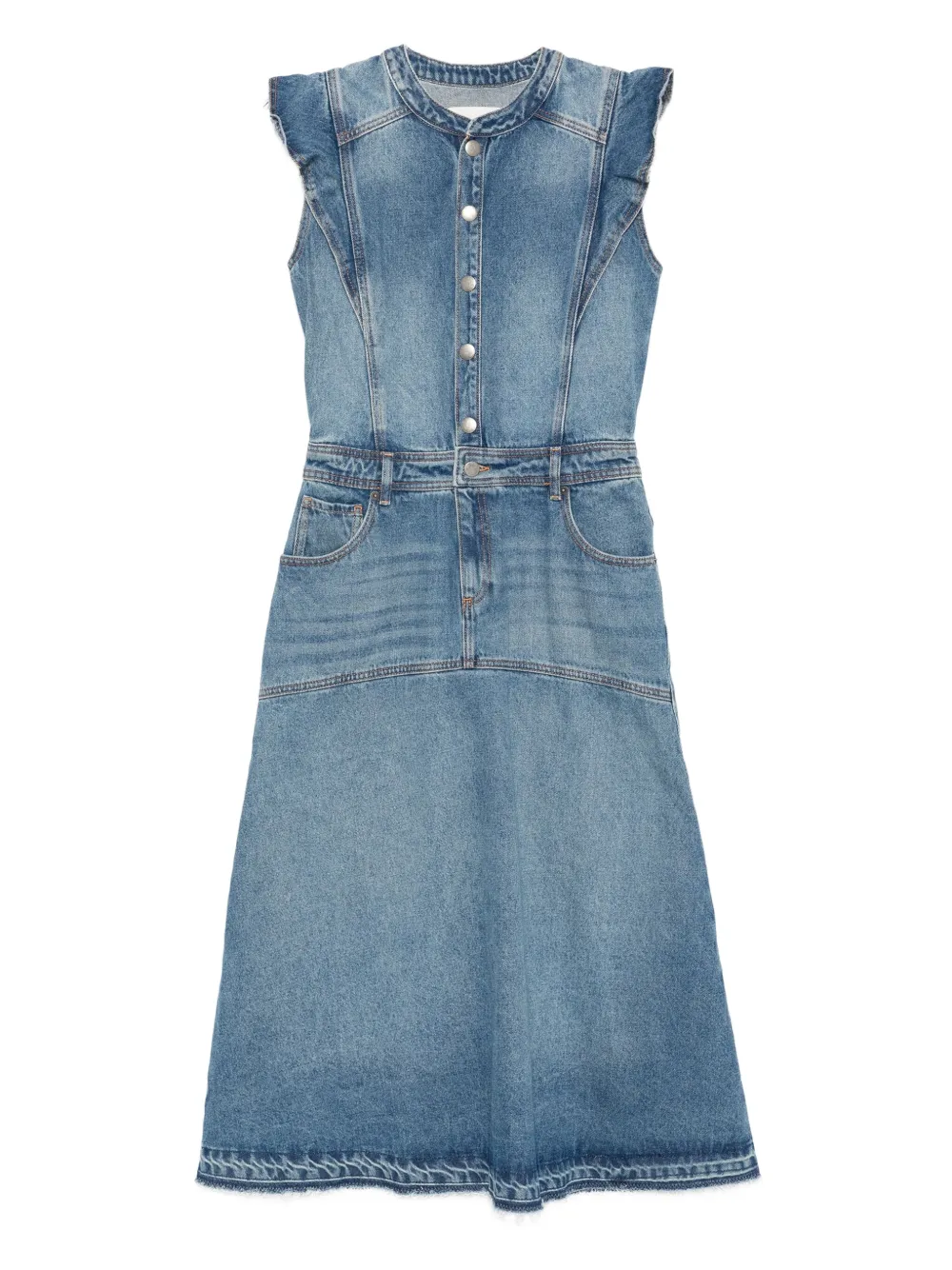 Ba&Sh Vayea ruffle-detail denim dress | Blue | Image 1