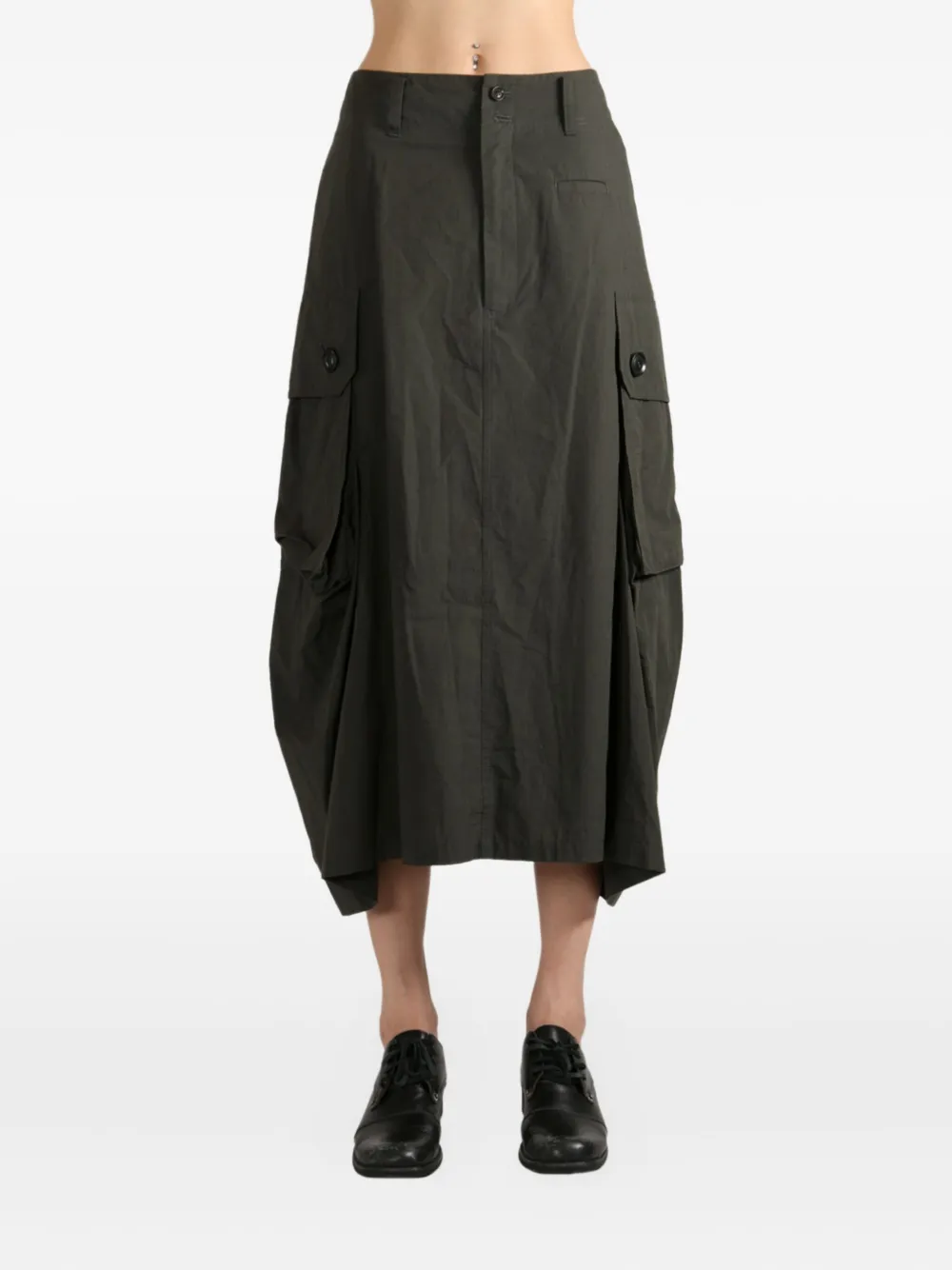 Y's pocket-detailed midi skirt Groen
