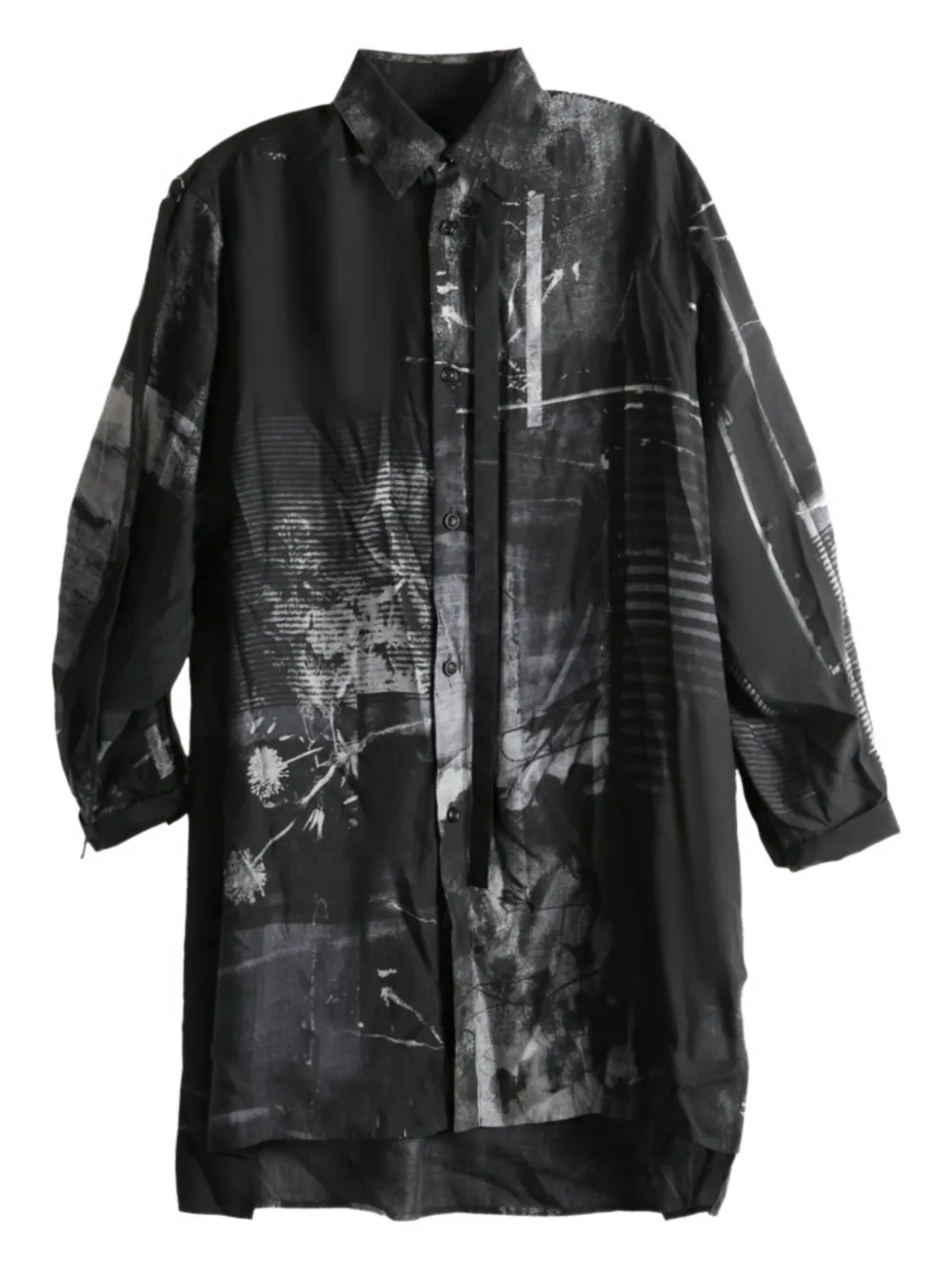 Y's abstract-print shirt mini dress Grijs