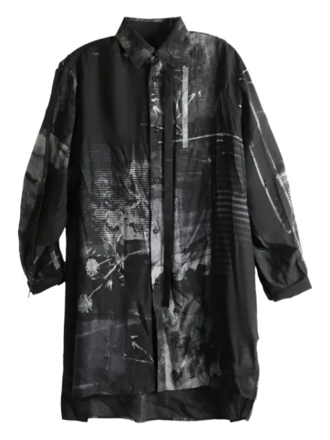 Y's abstract-print shirt mini dress
