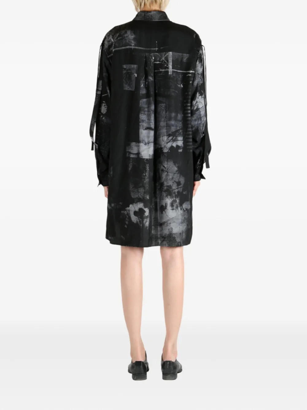 Y's abstract-print shirt mini dress Grijs