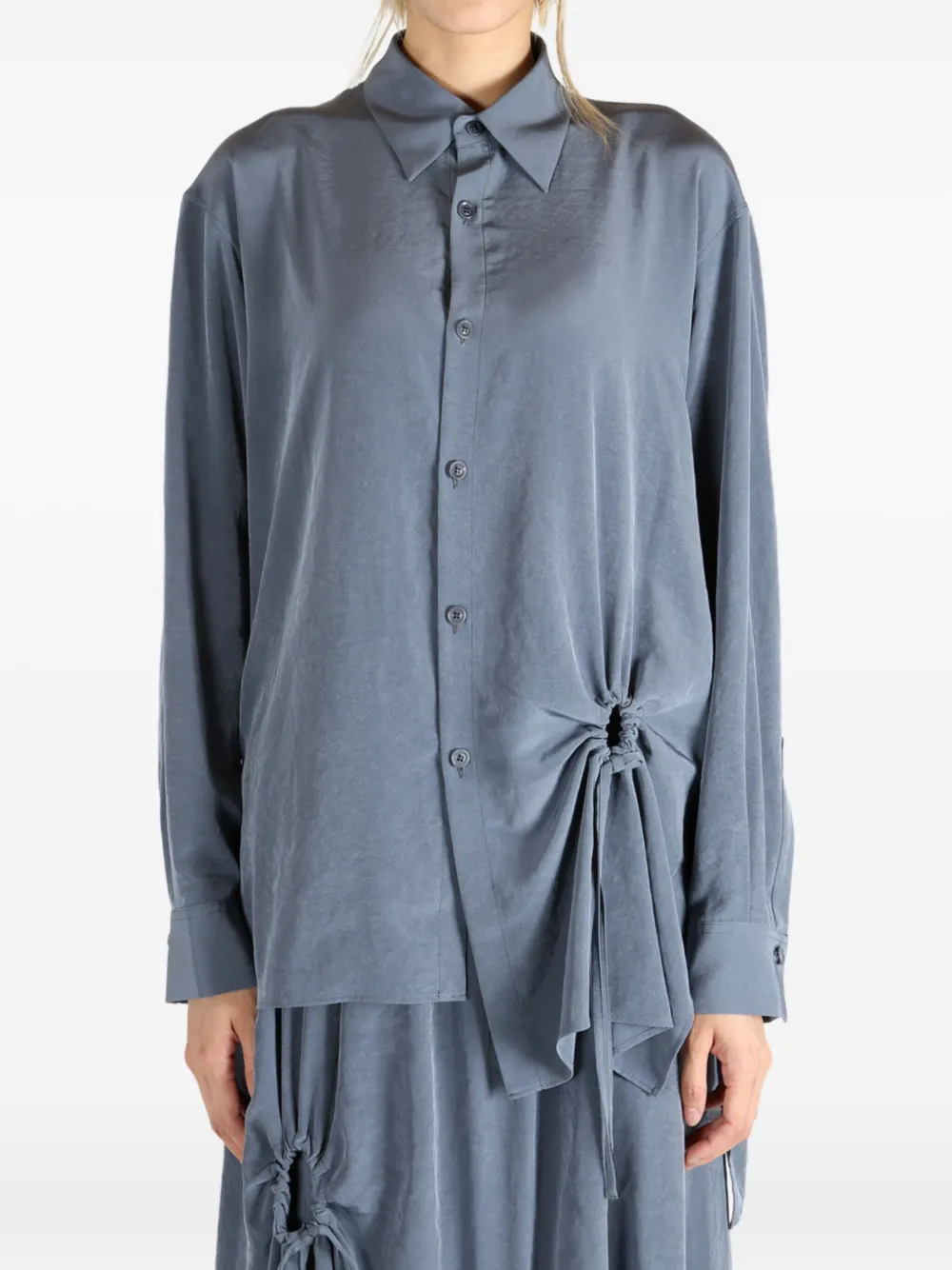 Y's drawstring-detail shirt Blauw