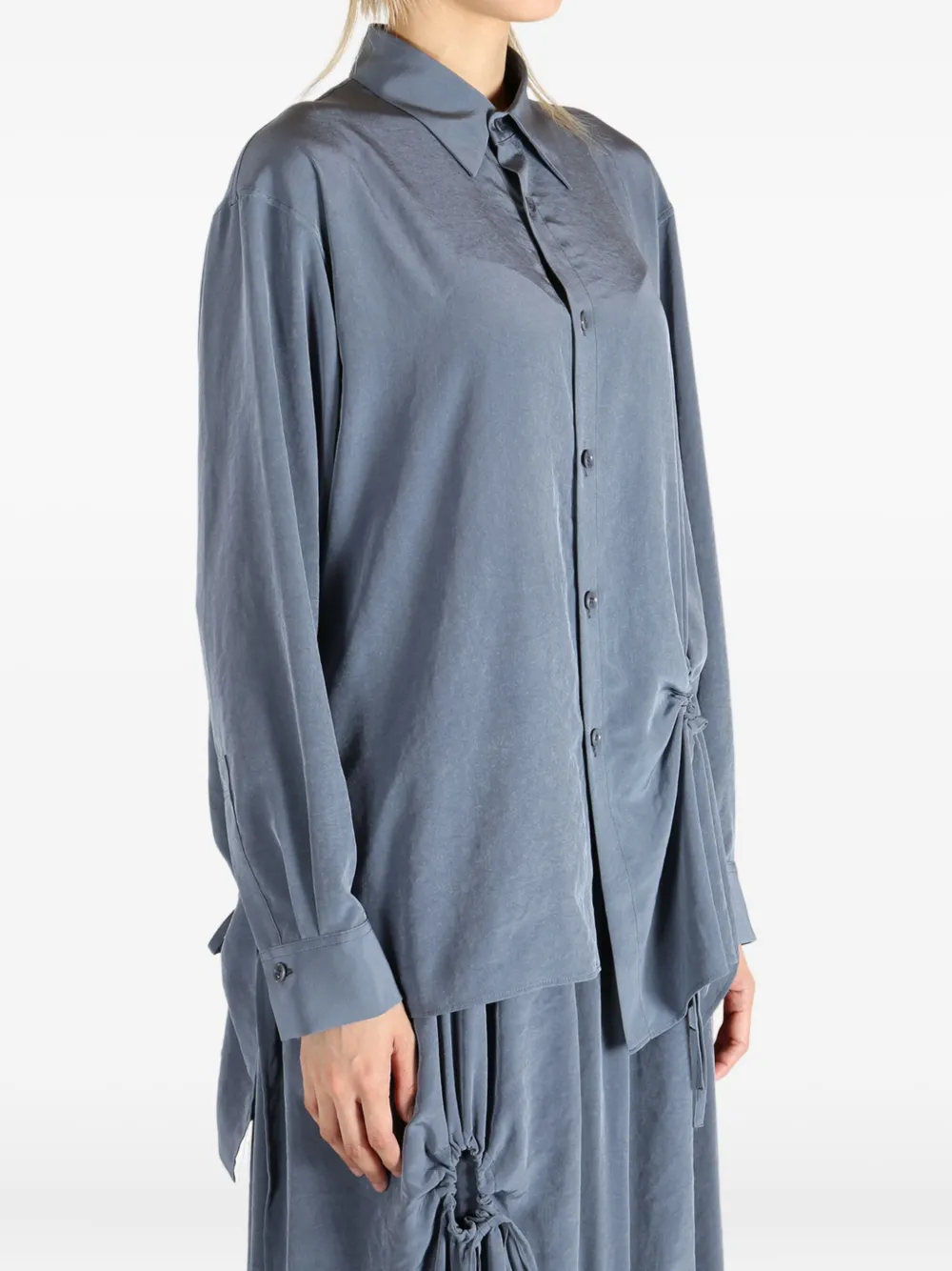 Y's drawstring-detail shirt Blauw