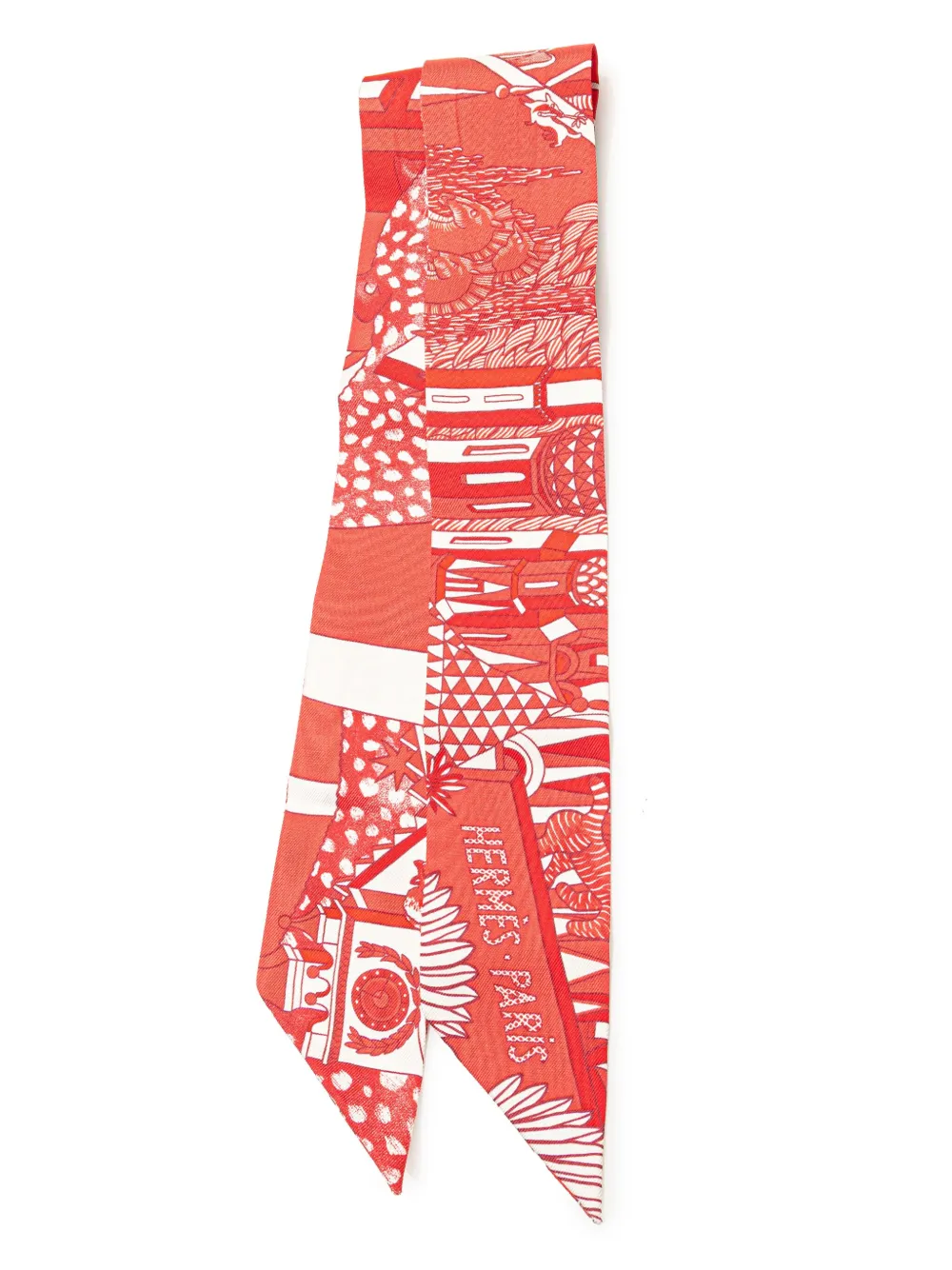 Hermès Pre-Owned 2000-2025 Animapolis Silk Twilly Scarf scarves - レッド Hermès Pre-Owned 2000-2025 Animapolis Silk Twilly Scarf scarves - レッド