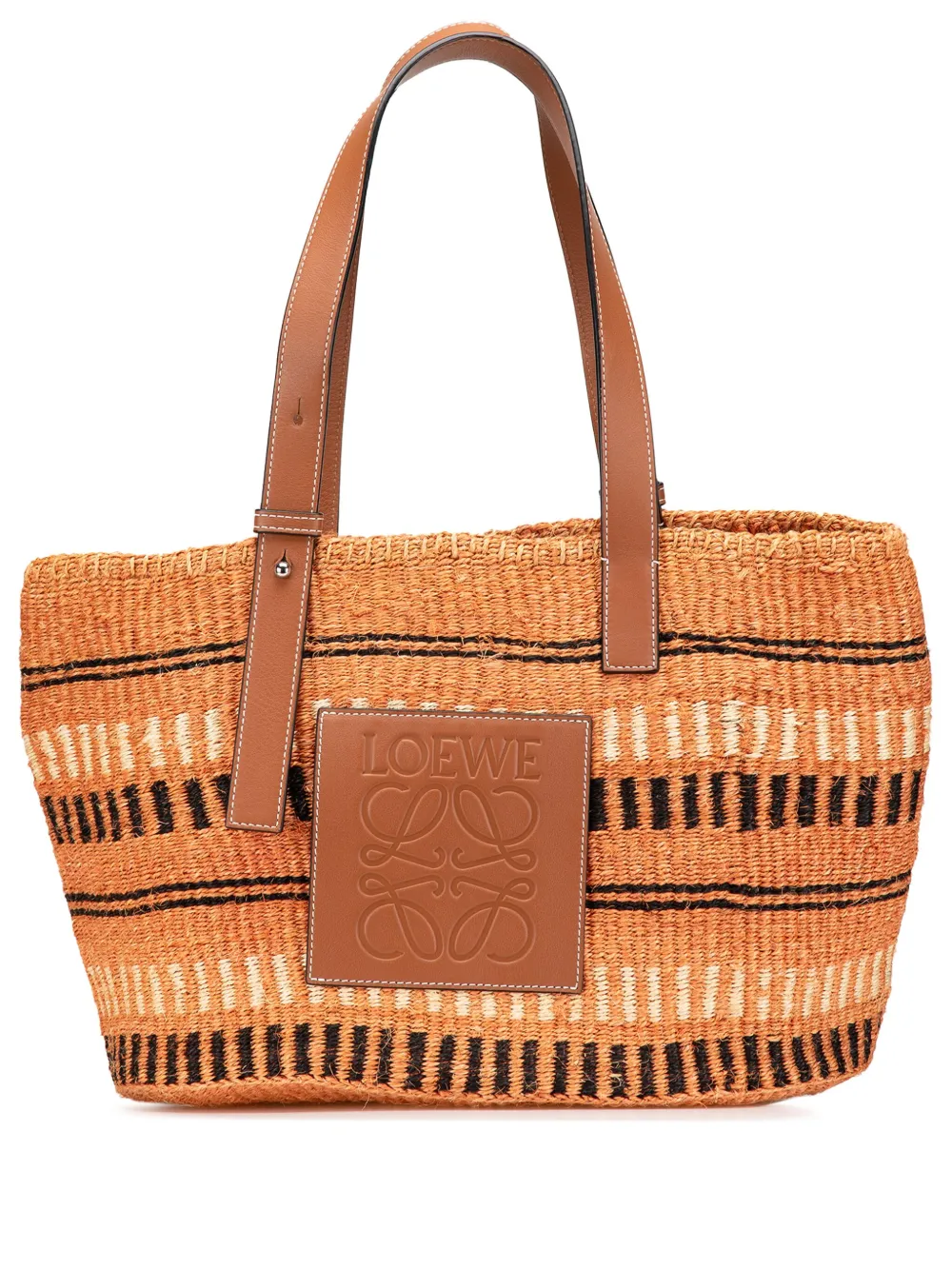 Loewe Pre-Owned 2021 Paulas Ibiza Sisal Basket tote bag - オレンジ Loewe Pre-Owned 2021 Paulas Ibiza Sisal Basket tote bag - オレンジ