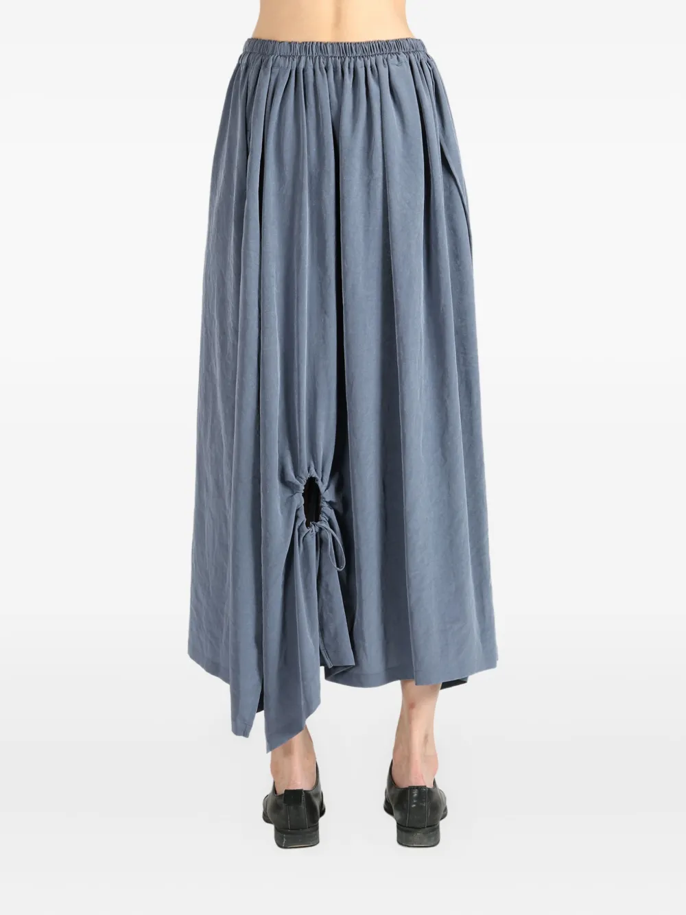 Y's drawstring-detail asymmetrical midi skirt Blauw